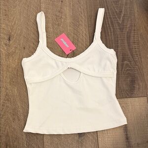 Edikted Cream Ribbed Tank Top
